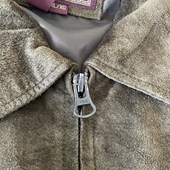 Vintage Colebrook Olive Green Suede Leather Bomber Harrington Jacket Mens XL - Picture 15 of 16